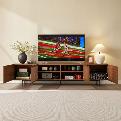 Mid-Century TV Stand with Hidden Storage for 32-100” TVs