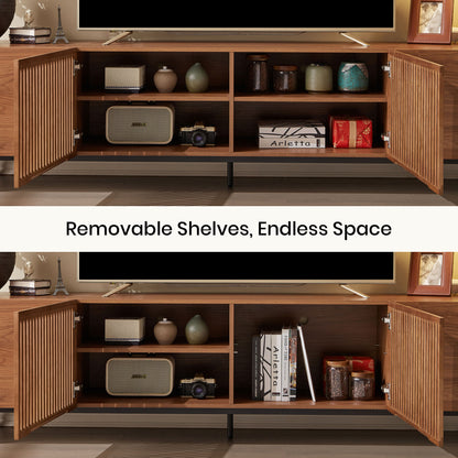 Mid-Century TV Stand with Hidden Storage for 32-100” TVs