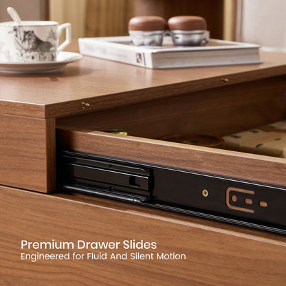 Mid-Century Expandable Coffee Table with Storage for Living Rooms