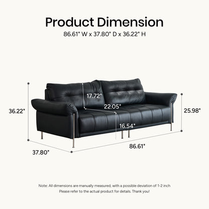 Wing-Style Genuine Leather Sofa (Available in Multiple Sizes)