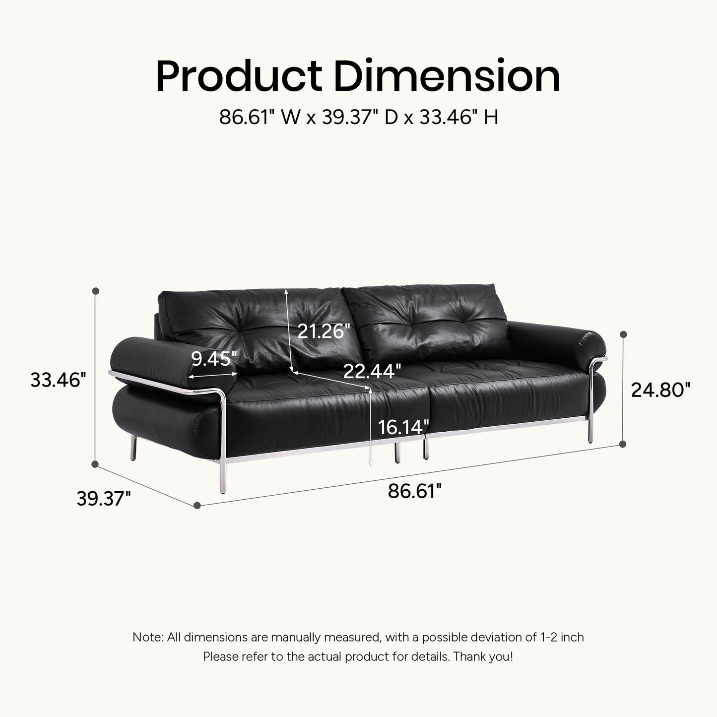 ZuoZhi Genuine Leather Sofa (87” / 94” / 102”)