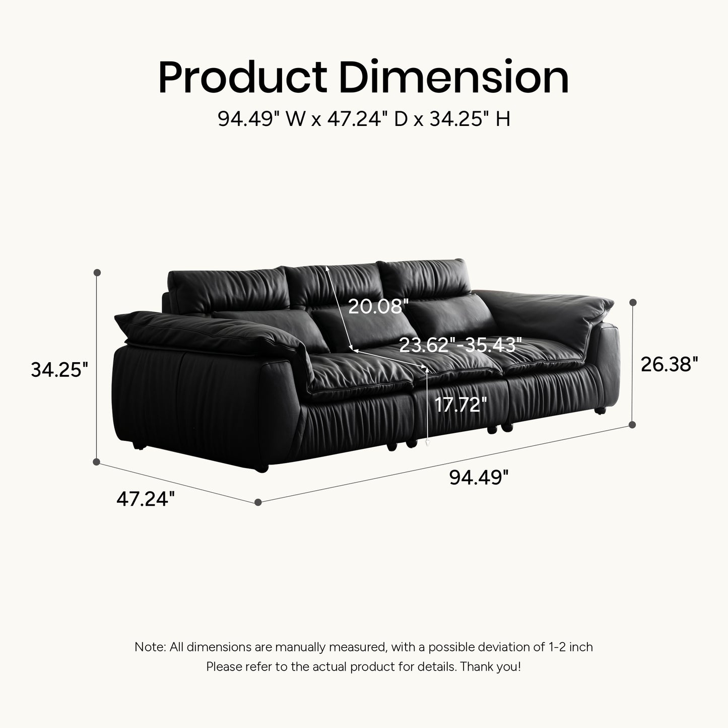 Bailey Genuine Leather Sofa (94” / 102” / 110”)
