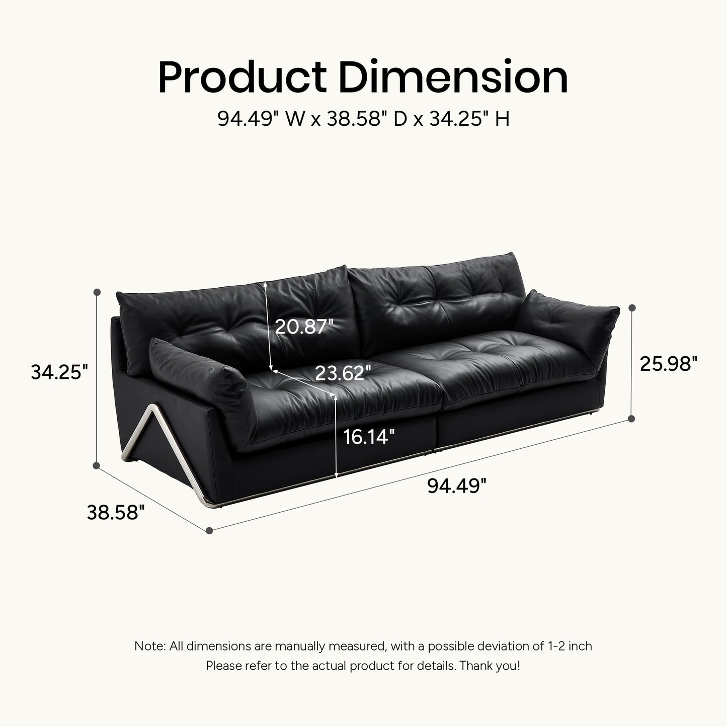 Blaine Genuine Leather Sofa (87” / 94” / 102” / 110”)