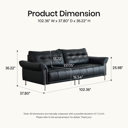 Wing-Style Genuine Leather Sofa (Available in Multiple Sizes)