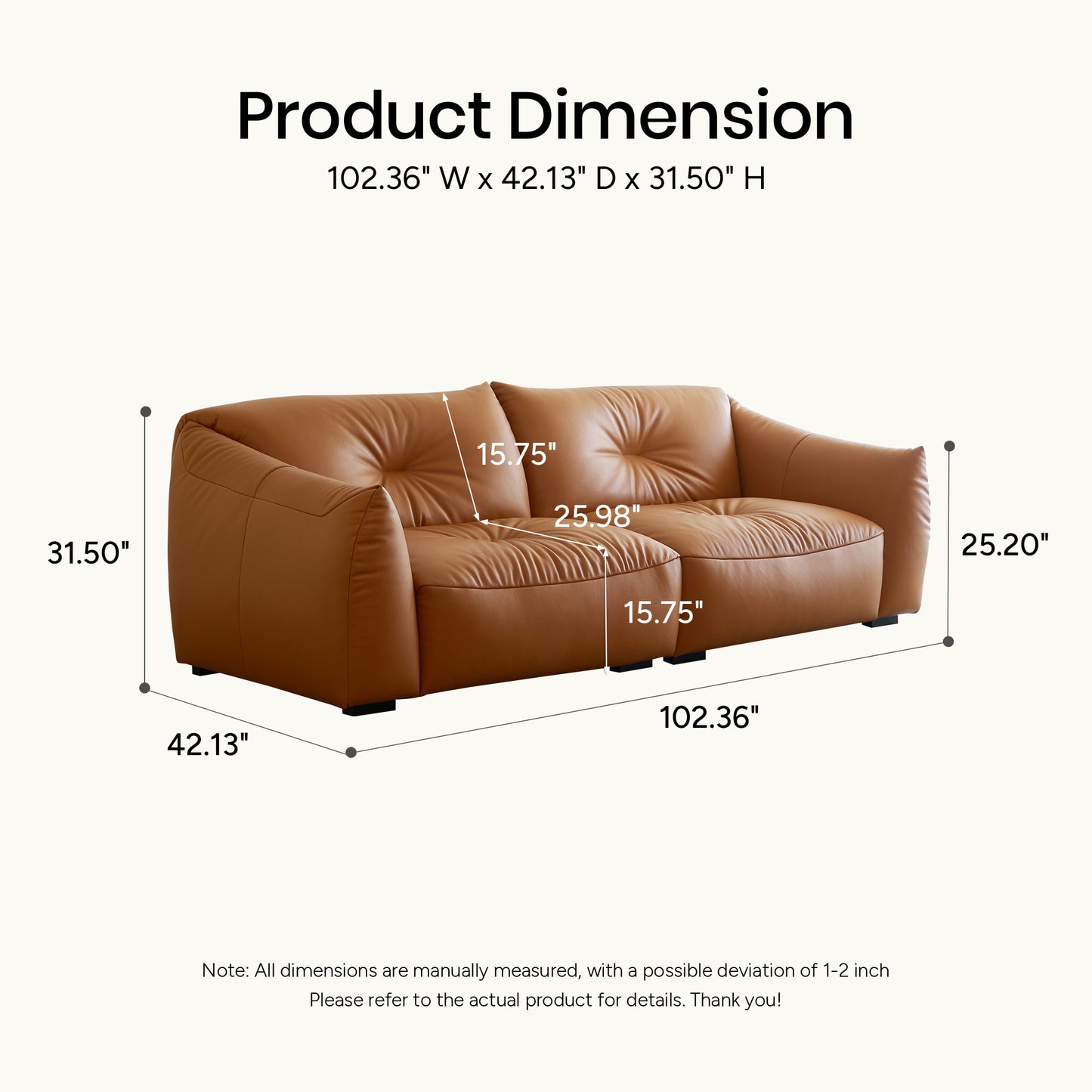 Karl Genuine Leather Sofa (87” / 94” / 102” / 110”)