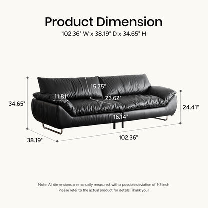 Zane Genuine Leather Sofa (87” / 94” / 102” / 110”)