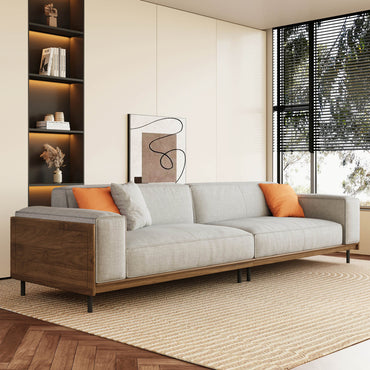 Mid Century Modern 4 Seater Sofa 111.81" Solid Wood Frame