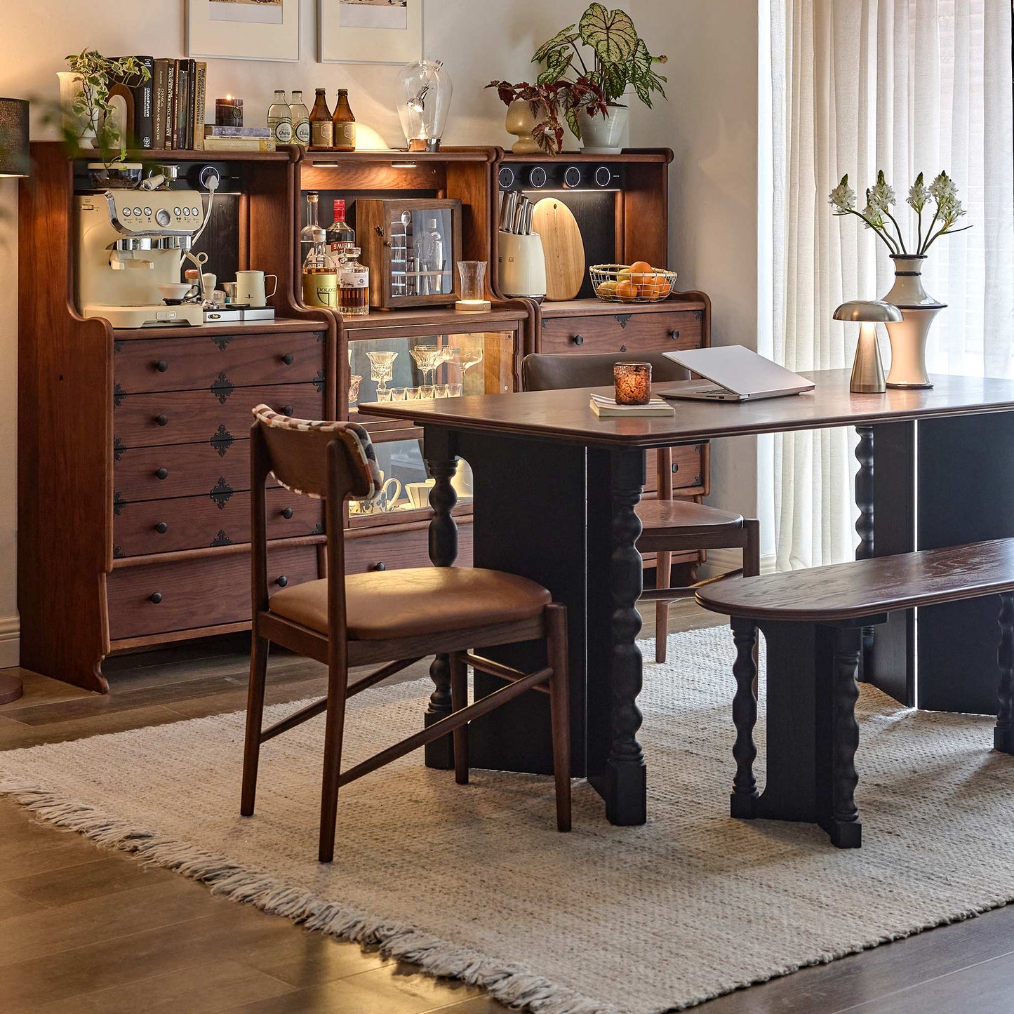 Vintage Rectangular Dining Table with Bobbin Legs | Briar Collection