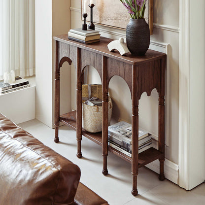 Semo Vintage Arch Console Table, Mid-Century Entryway Table with Shelf