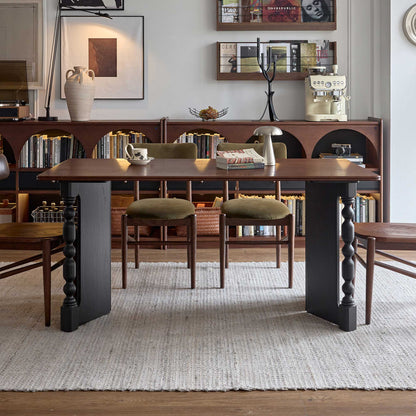 Vintage Rectangular Dining Table with Bobbin Legs | Briar Collection