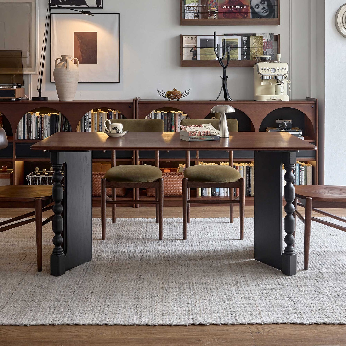 Vintage Rectangular Dining Table with Bobbin Legs | Briar Collection