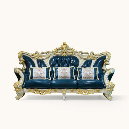 Imperial Sapphire Luxury Sofa Set – European Baroque Tufted Living Room Collection