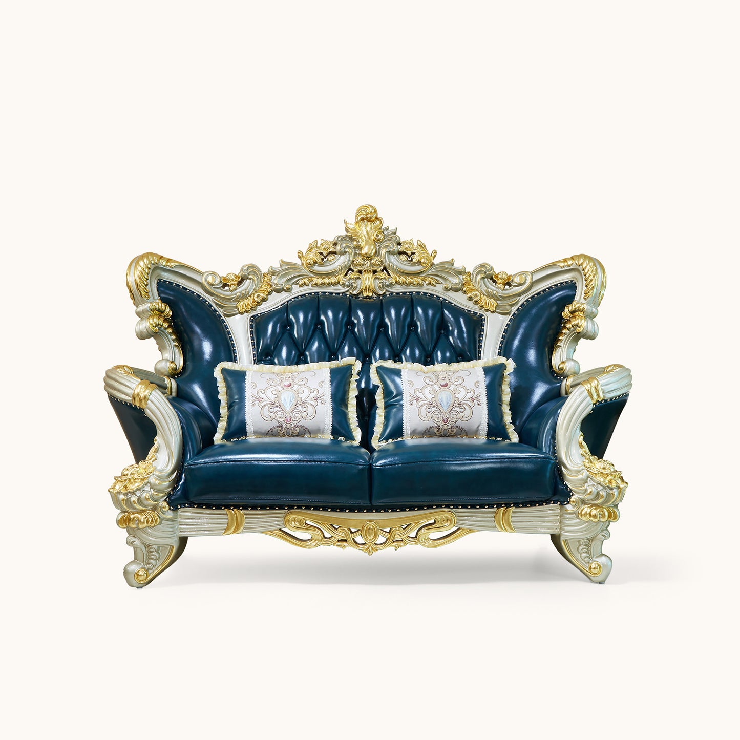 Imperial Sapphire Luxury Sofa Set – European Baroque Tufted Living Room Collection