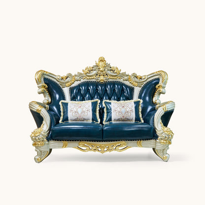 Imperial Sapphire Luxury Sofa Set – European Baroque Tufted Living Room Collection