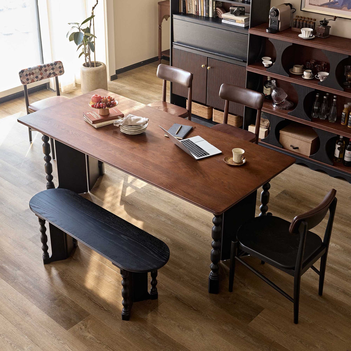 Vintage Rectangular Dining Table with Bobbin Legs | Briar Collection