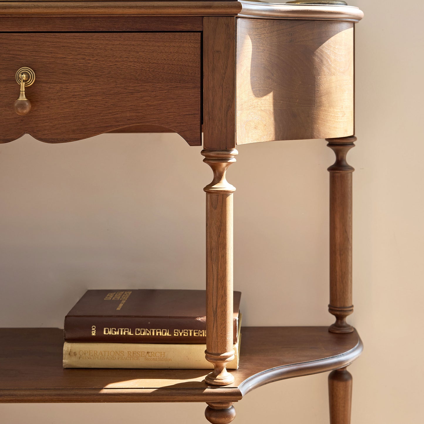 Gael Vintage Entryway Console Table with Drawer & Shelf, Black Mid-Century Hallway Table