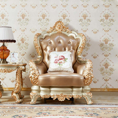 Versailles Imperial Luxury Tufted Leather Sofa Set | Hand-Carved European Classic Sofa Collection