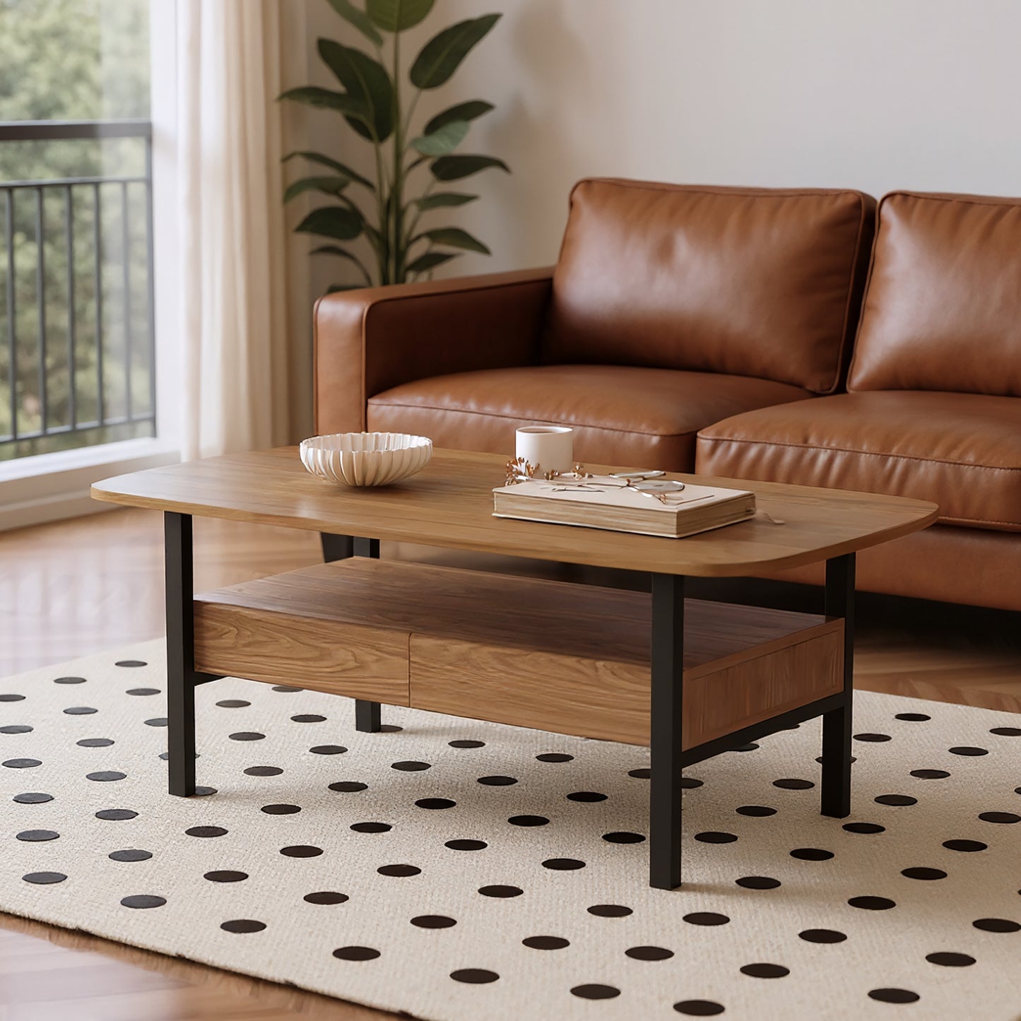 Coffee Table YSCJ680 Mid-Century Modern Spacious Storage 47.2"