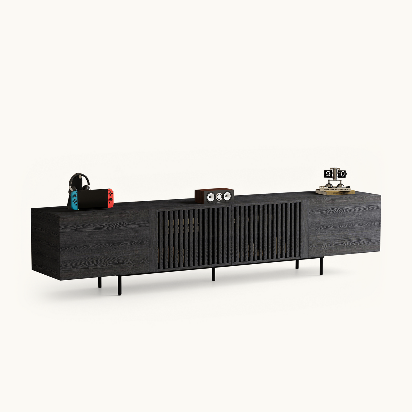 Mid-Century TV Stand with Hidden Storage for 32-85” TVs