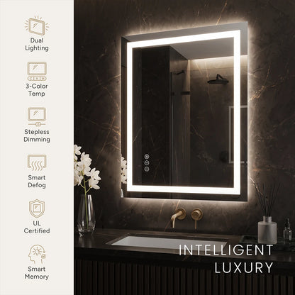 LED Bathroom Mirror with Anti-Fog, Front & Back Lighting