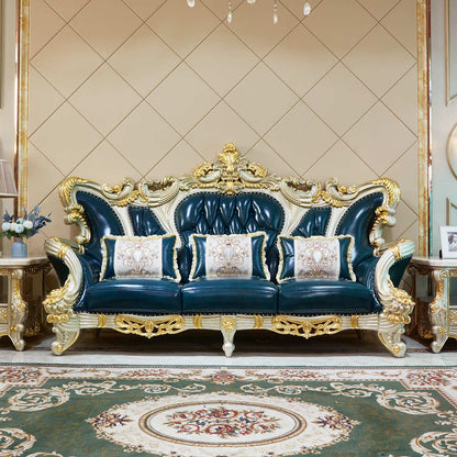 Imperial Sapphire Luxury Sofa Set – European Baroque Tufted Living Room Collection