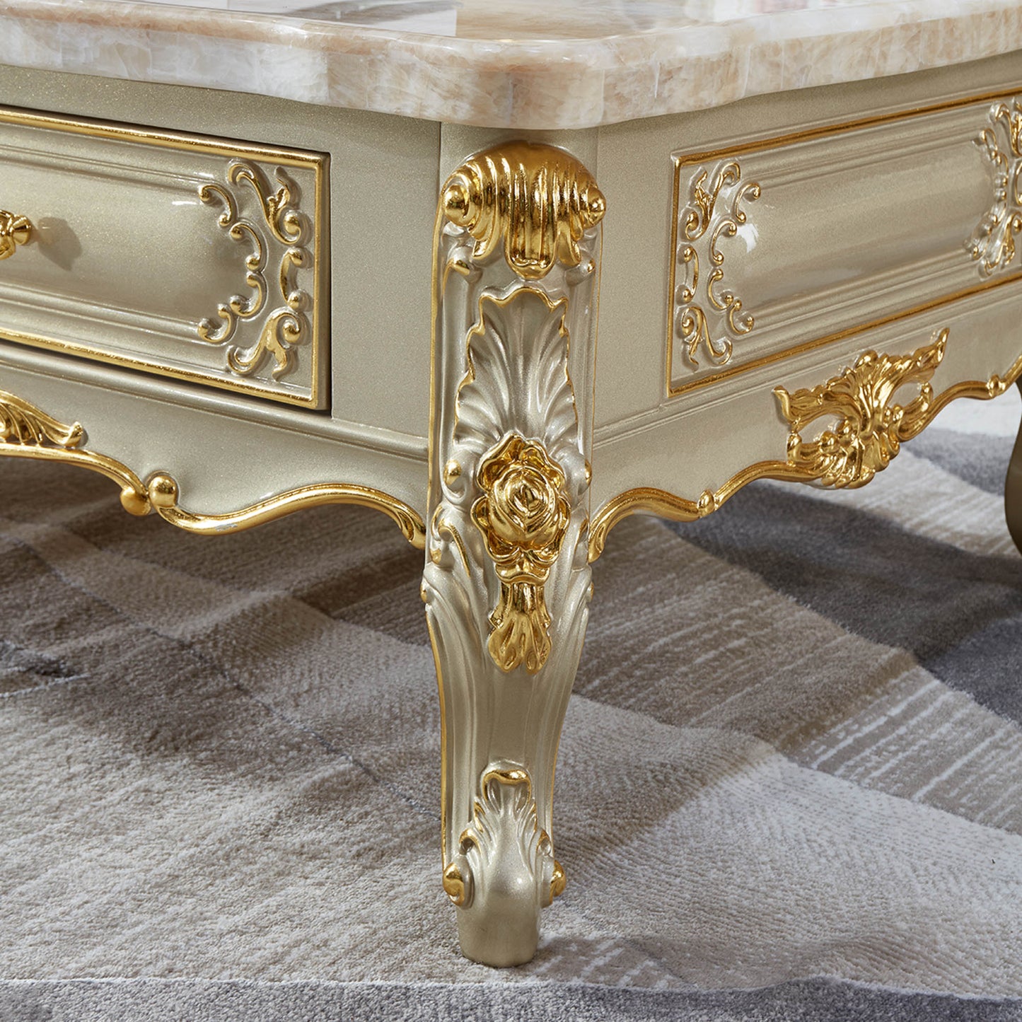 Versailles Royale Coffee Table – Luxury European Baroque Center Table with Storage