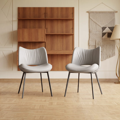 Modern Upholstered Dining Chairs Set of 2 with Curved Backrest & Carbon Steel Legs
