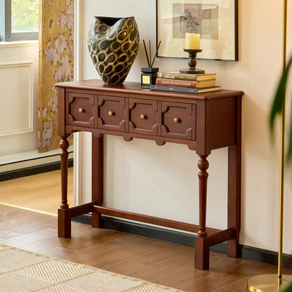 Aurelia Vintage Console Table with Drawers, French Mid-Century Entryway Table