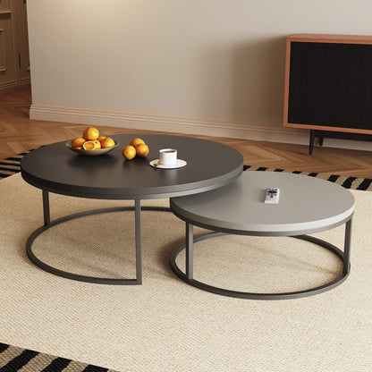 Round Nesting Coffee Tables  55.2" Set of 2 Two-Tone Finish