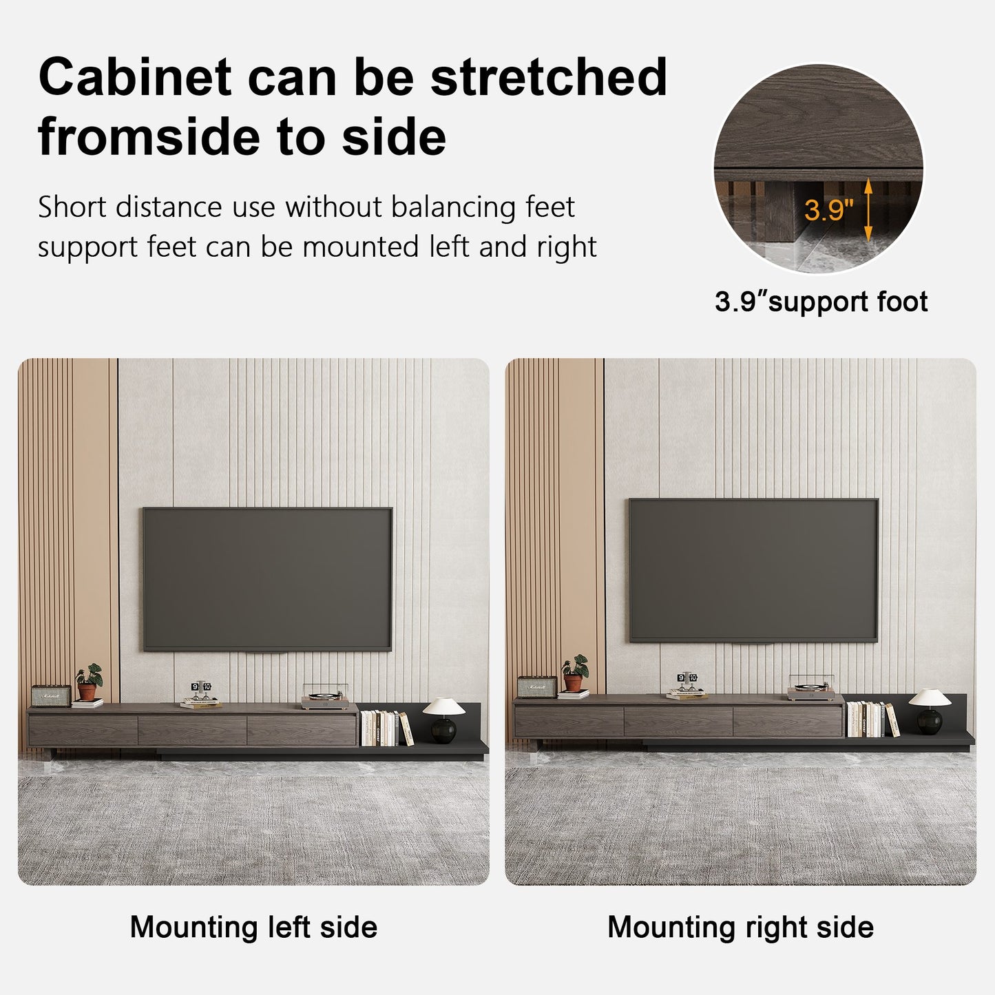 Extendable Mid-Century TV Stand for TVs Up to 100”