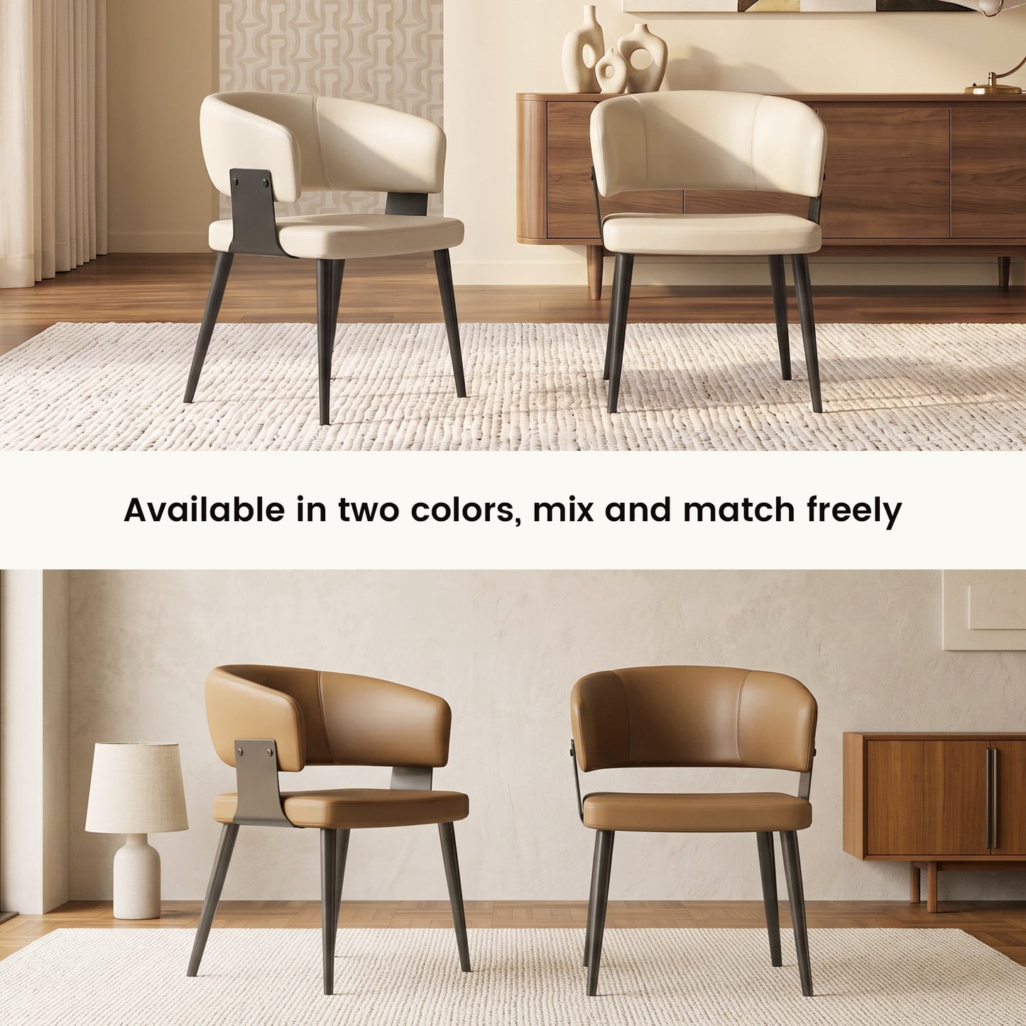 Modern Upholstered Dining Chairs Set of 2 D57-FK-M001