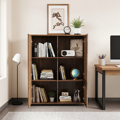 Cabinet CWG599C3 Mid-Century Modern Wooden Slatted Door 4-Door