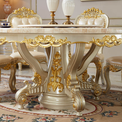 Royale Opulence Round Dining Table with Lazy Susan – French Palace Dining Collection
