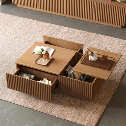 Lift Top Coffee Table with Storage 51.1" Solid Wood Drawers & Sliding Tray