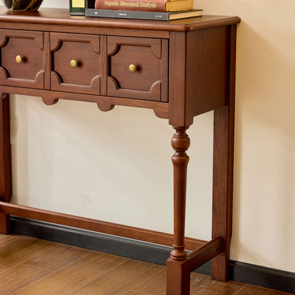 Aurelia Vintage Console Table with Drawers, French Mid-Century Entryway Table