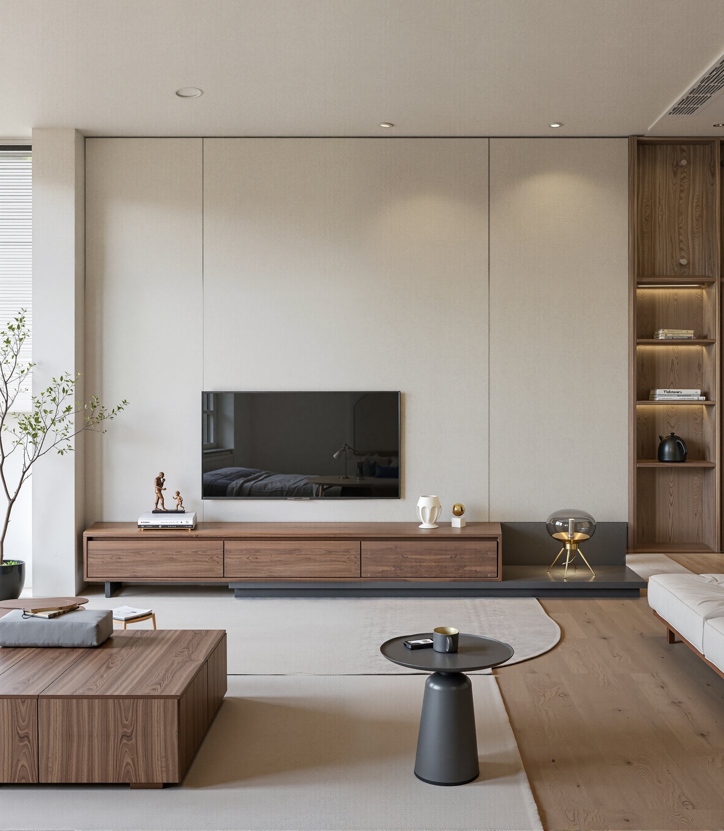 TV Stand LSDSG2M Mid-Century Modern Cable Management Scalable Design 78.8"-130"