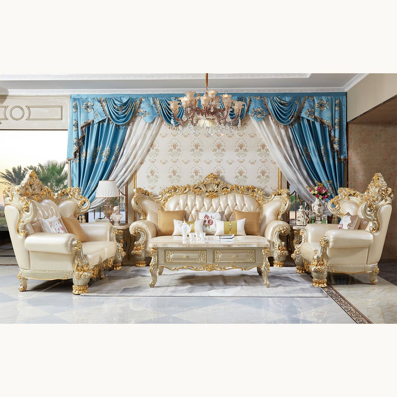 Versailles Royale Luxury Sofa Set – European Baroque Gold Carved Living Room Collection