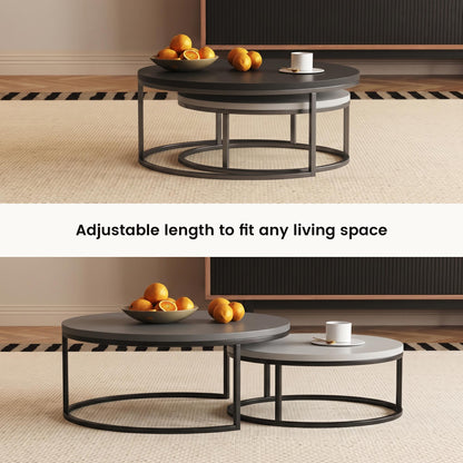 Round Nesting Coffee Tables  55.2" Set of 2 Two-Tone Finish