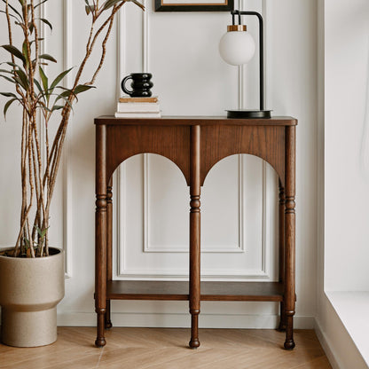 Semo Vintage Arch Console Table, Mid-Century Entryway Table with Shelf