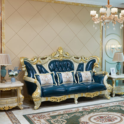 Imperial Sapphire Luxury Sofa Set – European Baroque Tufted Living Room Collection