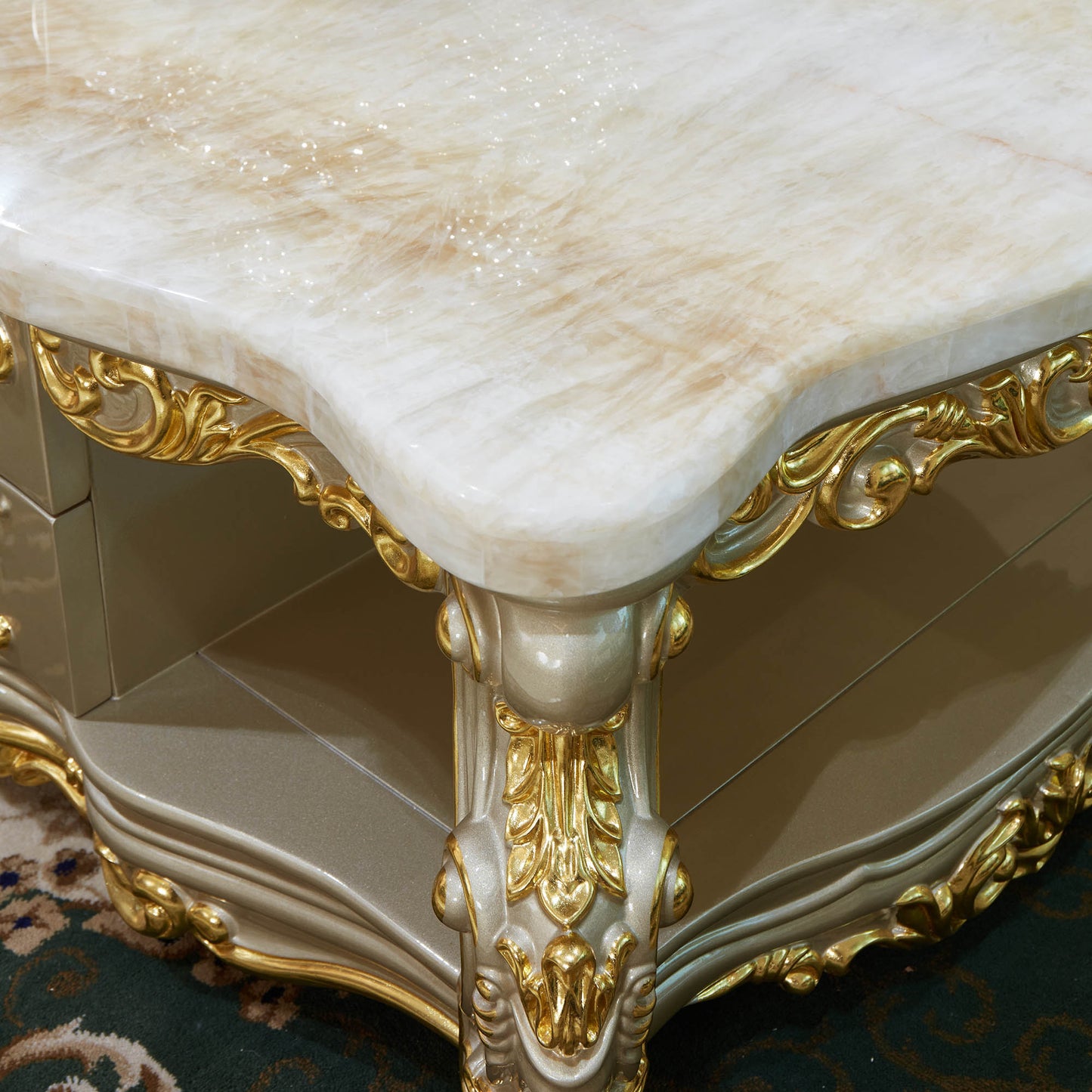 Château Lumière Coffee Table – French Rococo Coffee Table with Storage