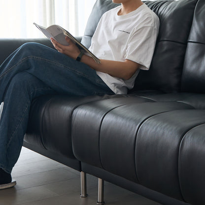 Wing-Style Genuine Leather Sofa (Available in Multiple Sizes)