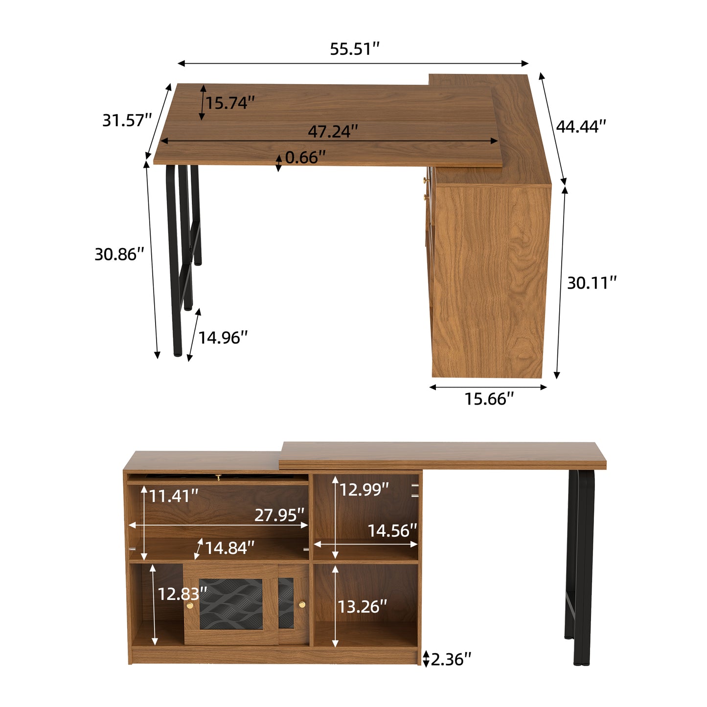 Versatile Desk with Rotatable Top, Foldable Design, and Ample Storage Space, Ideal for Home Office or Study Use