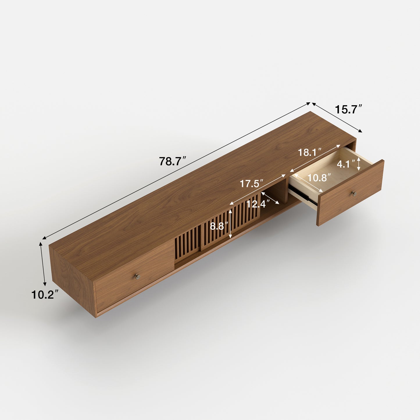 TV Stand YJJDDGBG Mid-Century Modern Floating TV Cabinet 78.7"