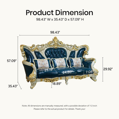 Imperial Sapphire Luxury Sofa Set – European Baroque Tufted Living Room Collection