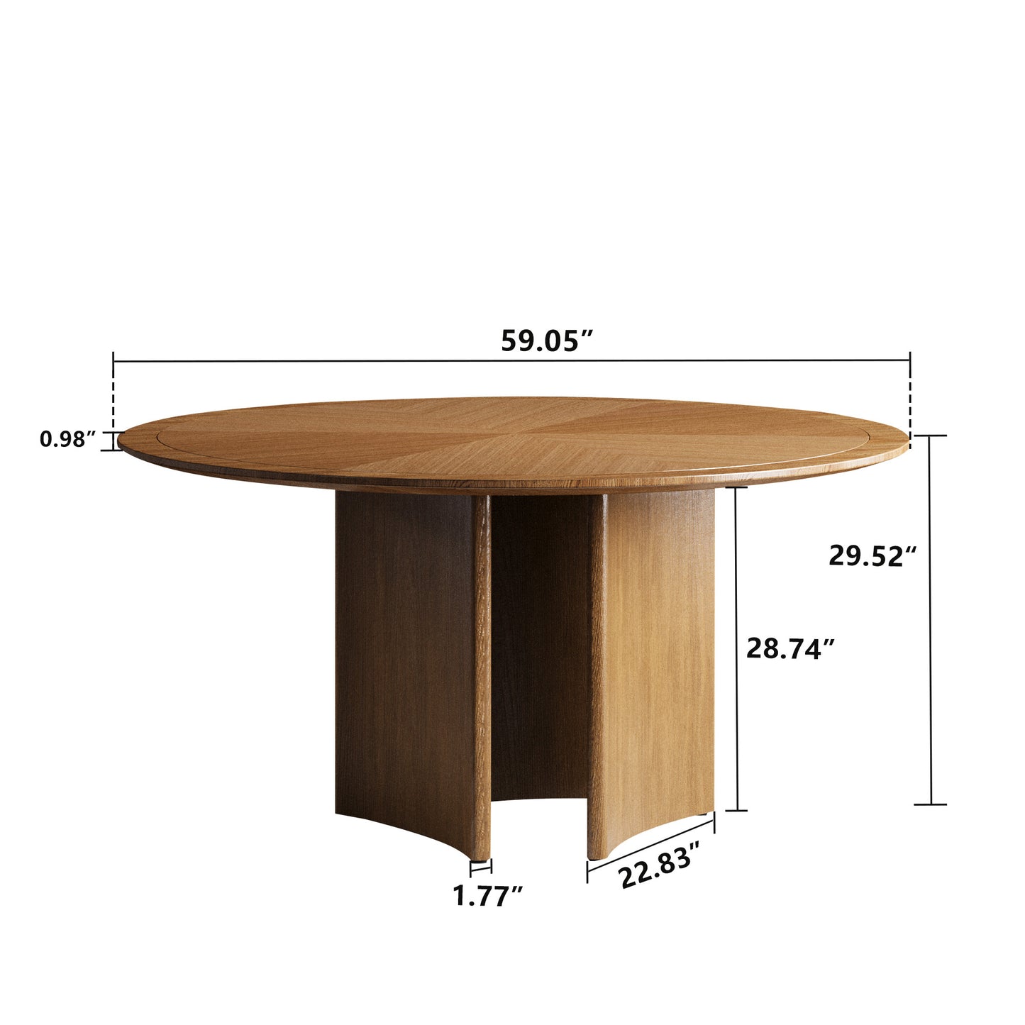 Dining Table CZ0033C Mid-Century Modern Solid Wood Frame 59.05"