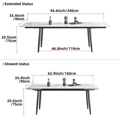 Dining Table WNSH1868 Modern Can Seat 6-10 People Extendable 62.9" to 94.4"