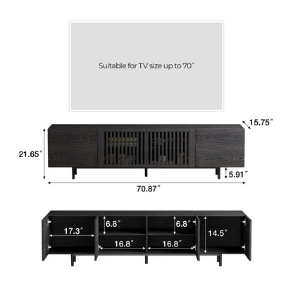 TV Stand YSTVB Mid-Century Modern Cable Management 4-Door 94.48"
