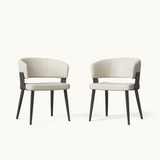 Modern Upholstered Dining Chairs Set of 2 with Floating Back & Metal Frame