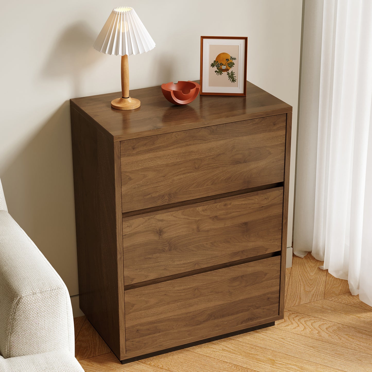 Cabinet CWG599B2 Mid-Century Modern with 3 Drawers 23.62"